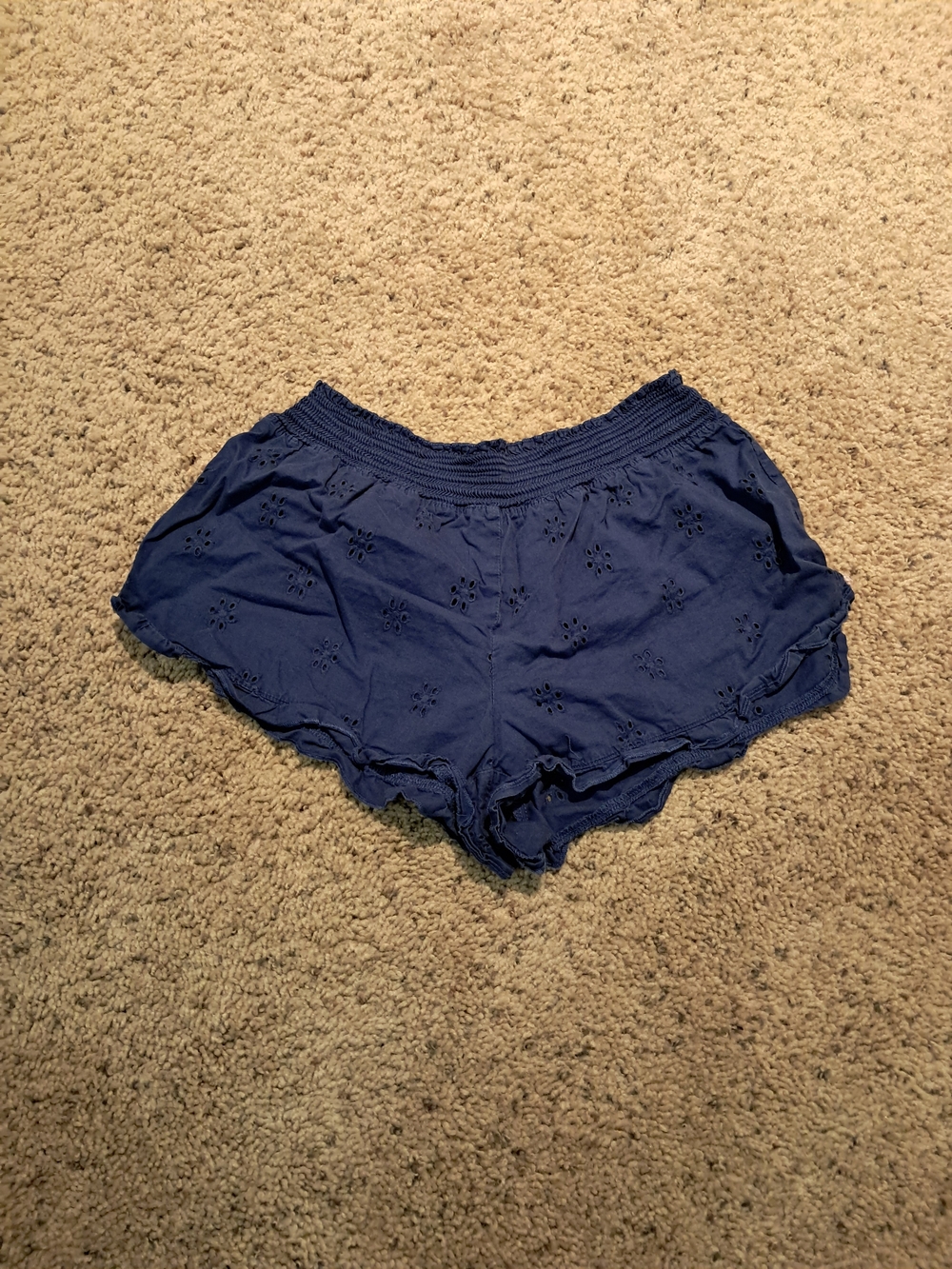 Victoria's Secret Navy Eyelet Lounge Shorts with Smocked Waist In Size SP